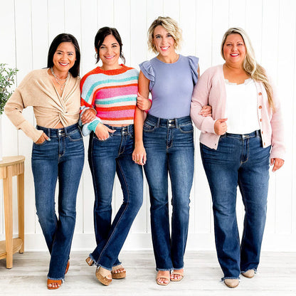 👖Hot Sale 50% Off🔥Vintage Double Button Frayed Hem Bootcut Jeans