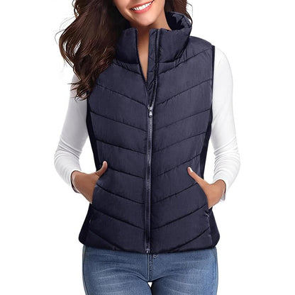 ✨️Cozy Without Bulk: Puffer Vest Women Sleeveless Zip Up Outerwear