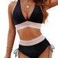 💃Vacation Sale 49% OFF💃High Waisted Tummy Control Color Block Bikini Sets