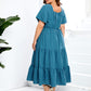 Women's Drawstring Pocket Ruffle Tiered Dress