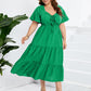Women's Drawstring Pocket Ruffle Tiered Dress