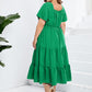 Women's Drawstring Pocket Ruffle Tiered Dress