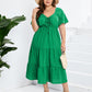 Women's Drawstring Pocket Ruffle Tiered Dress