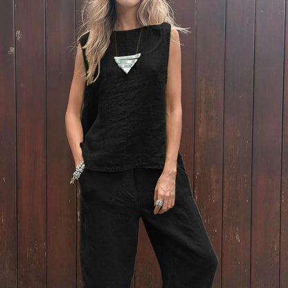💕Women's 2 Piece Outfits Loose Fit Sleeveless Top & Long Pants